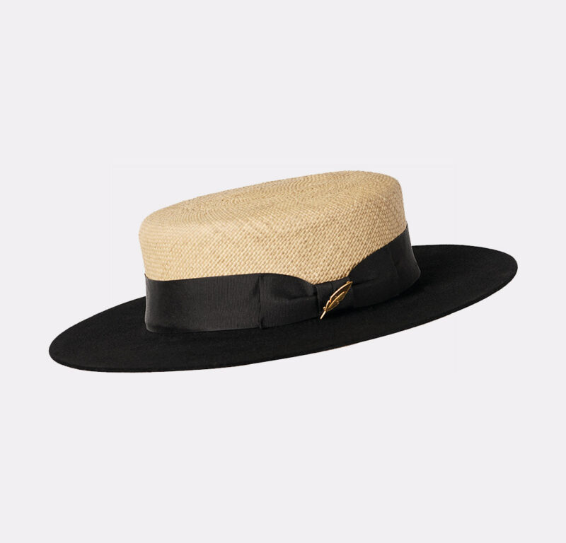 Natural Straw & Black Felt