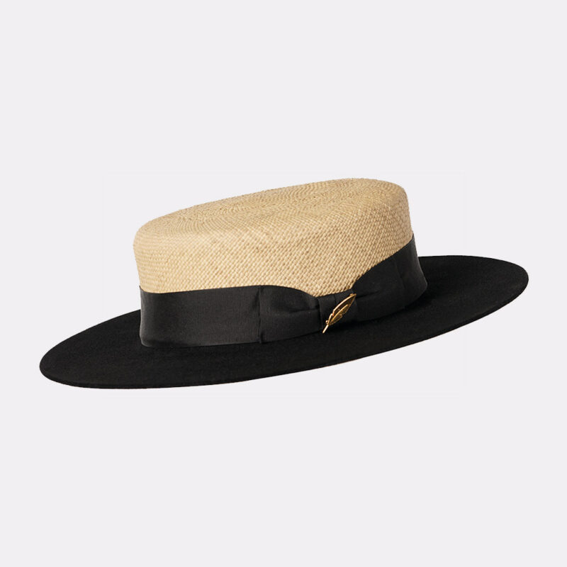 Natural Straw & Black Felt
