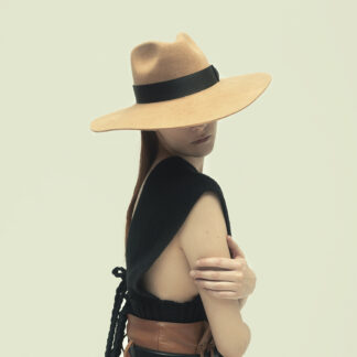Camel Black Felt Hat