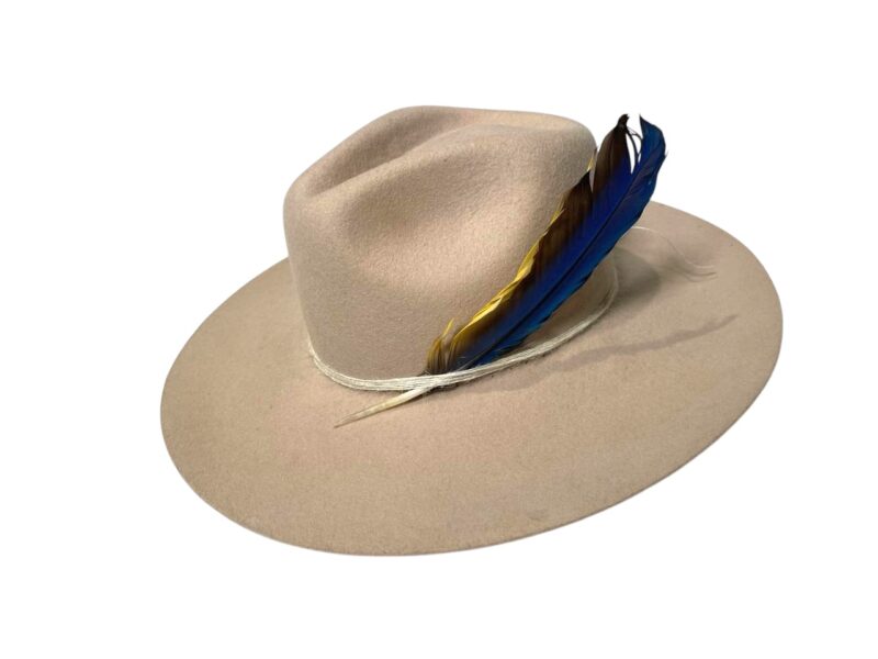 Natural & feather felt hat