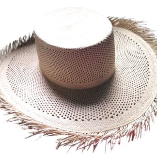Hole frayed straw hat
